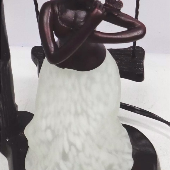 Young Lady On A Swing Bronze & Glass Table Lamp New (TL3390) LLF - Picture 7 of 8